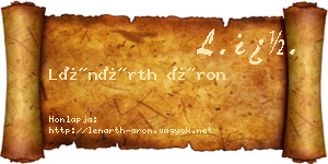 Lénárth Áron névjegykártya